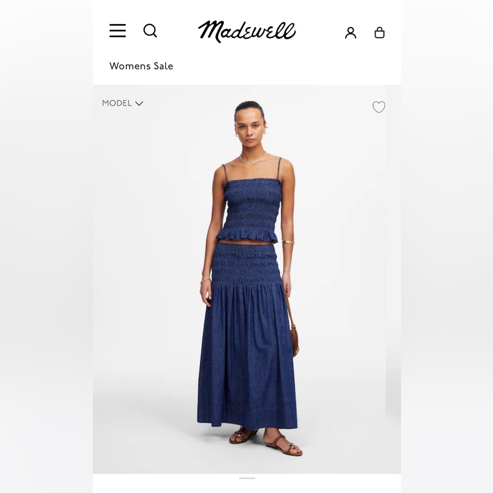Madewell Smocked waist denim Maxi Skirt